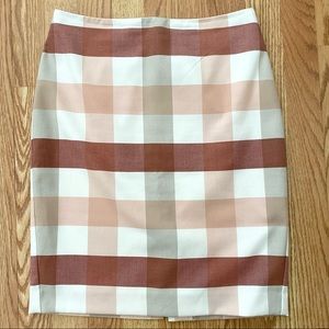 ANN TAYLOR FACTORY PLAID SKIRT PINK SIZE 4 OFFICE CAREER PENCIL